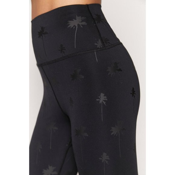 Spiritual Gangster Intent Tonal Palm High Waist Rise Legging Trees Skinny Tights - Picture 5 of 11